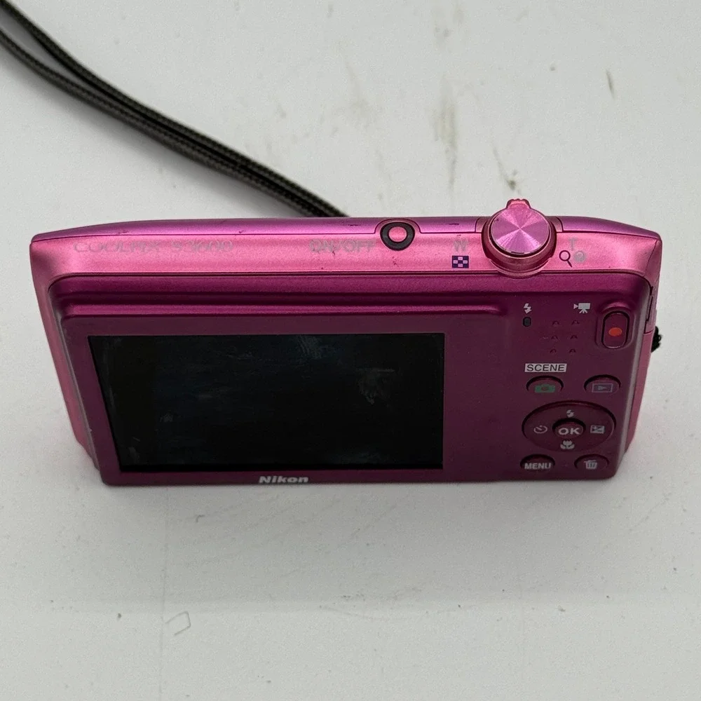 Nikon Coolpix S3600 Digital Camera Pink 20.1MP 8x Optical Zoom VR Compact Tested